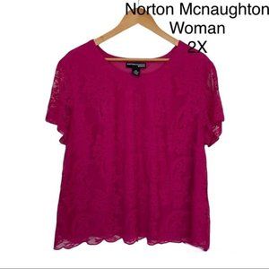 Norton McNaughton Lace Cap Sleeved Blouse size 2X
